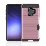 Wholesale Galaxy S9 Credit Card Armor Hybrid Case (Rose Gold)